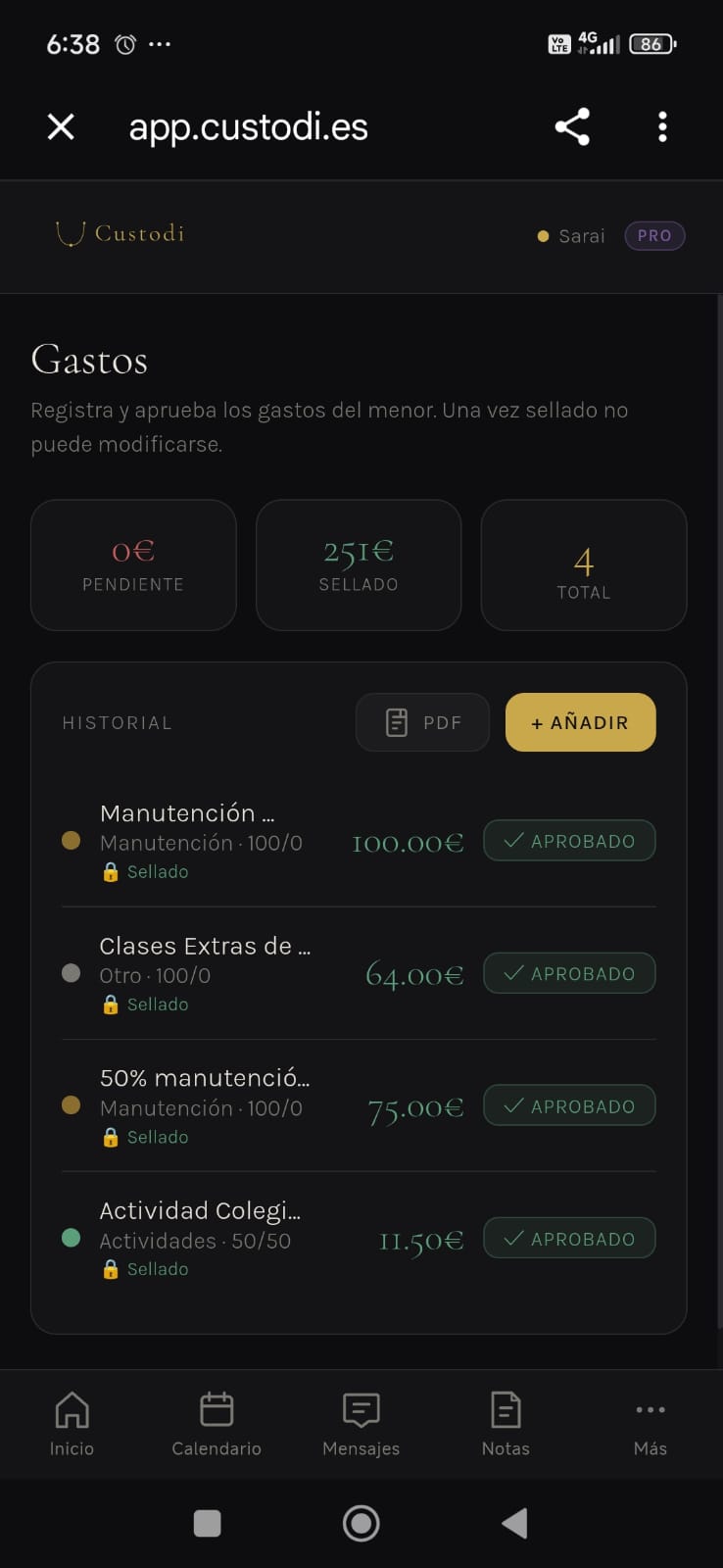 Gastos compartidos Custodi