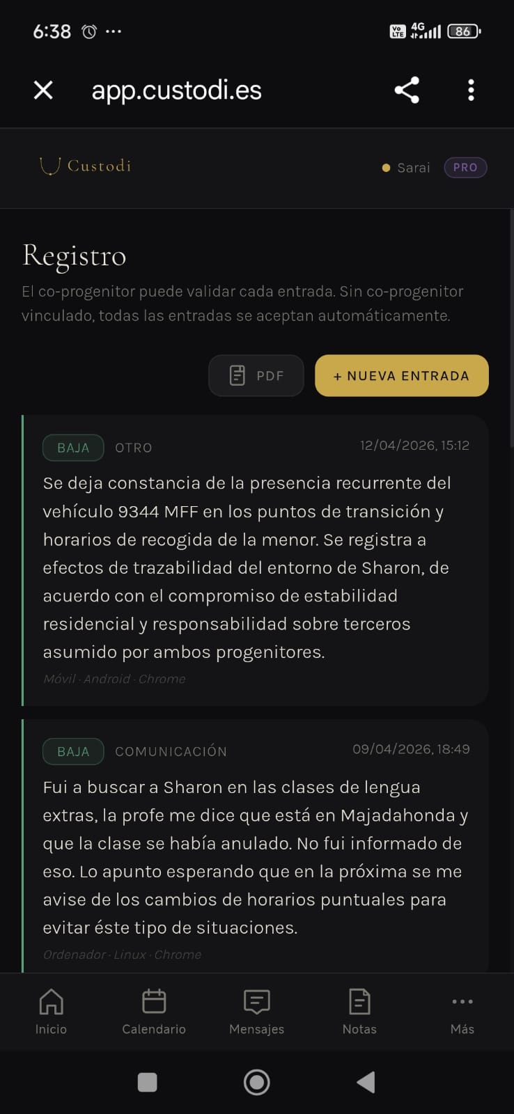 Registro formal Custodi
